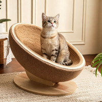 Оптовая продажа: Большая лежанка-когтеточка для кошек в форме яйца, из сизаля, экологичная, с деревянным основанием, для котят и кошек