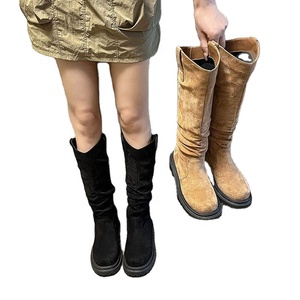 Women's Artificial Leather Knee-High <b>Boots</b> Thick Sole Slip-On Pointed Toe Autumn Winter/<b>Spring</b> Comfortable Fashionable Daily - Product Image 1