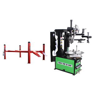 Elevador Hidráulico para Autos CHEN TUO CT609 de Cuatro Postes, Capacidad de 4000 kg, Base Verde, Marco Rojo - Product Image 1