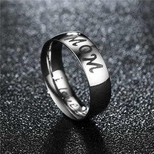 High Polished Silver Plated Stainless Steel I Love You Daughter Son <strong>Mum</strong> Dad <strong>Rings</strong> for Family Couple - Product Image 5