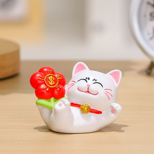 Decoración de gato de la suerte de resina, 4 piezas, adorno de escritorio Feng Shui para el hogar, oficina, regalo de Año Nuevo Chino - Product Image 3