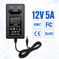 Adaptateurs secteur stabilisés à haute efficacité 12V 5A 60W, prise standard européenne, pour moniteur LCD et écran, directement de l'usine
