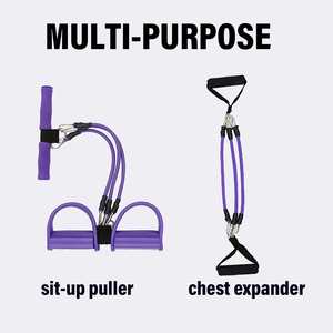 Fascia Elastica Multifunzione a 3 Tubi <span class=keywords><strong>con</strong></span> Maniglia in Corda, TPE, per Yoga, Pedaliera, Resistenza Addominale/Taille/<span class=keywords><strong>Braccia</strong></span>/Gambe, Modello Sottile KSA-063B - Product Image 5