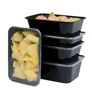 Recipientes para llevar negros, libres de BPA, aptos para lavavajillas, que ahorran espacio, para profesionales urbanos modernos y cocinas de apartamentos pequeños, en stock. - Product Image 1