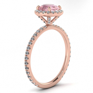 925 Sterling Silver <b>Rose</b> Gold Plated Trendy Engagement <b>Ring</b> with <b>Rose</b> <b>Quartz</b> for Wedding & Anniversary - Product Image 1
