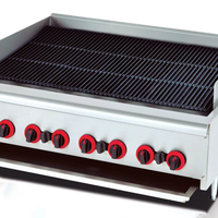 Pemanggang Batu Lava Gas Komersial untuk Meja, Pemanggang Radiant Gas Stainless Steel untuk Restoran dan Katering