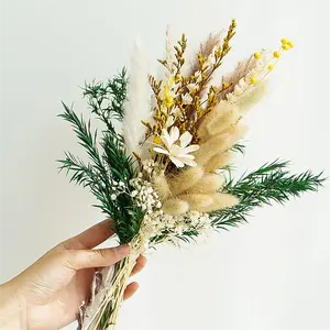 Ramos de palmeras bohemios personalizados, flores naturales reales hechas a mano, ramo de flores secas pequeñas y secas para arreglos de decoración
