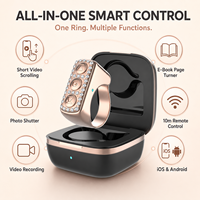 Anillo de Cristal con Diamantes, Control Remoto Inalámbrico, Manos Libres para Teléfono y Tableta, Desplazamiento de Videos Cortos, Portátil y Recargable