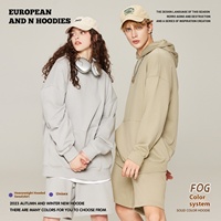 Setelan Jaket Hoodie Oversize Pria RS400 Musim Gugur, Celana Pendek, Bahan Fleece 100% Katun Tebal Anti-Pilling, Panjang, Siap Pakai