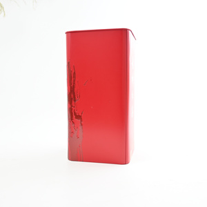 Red <b>Metal</b> Tea Can Rectangular Tin Food-Safe Lacquered Surface Gift Packaging Custom Printed Storage <b>Box</b> for Food Storage - Product Image 1