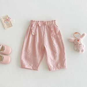 Pantalones Casuales Finos de Algodón con Estampado de Lazo para Niñas, Verano 2026, Nuevos Pantalones de Color Sólido para Bebés - Product Image 6