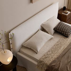 Lit double en <span class=keywords><strong>tissu</strong></span> de lin blanc Zayshine, style Wabi-Sabi français, pour chambre principale, 1,5 m, 1,8 m, taille king, grande taille, villa, hôtel, lit double doux - Product Image 4