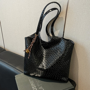 Bolsa de Mano de Gran Capacidad, Estilo Retro, de Cuero Genuino, Tejida, para Mujer - Product Image 6