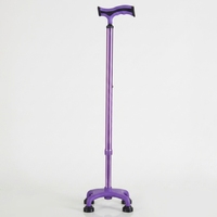 Canne à quatre pieds en aluminium avec poignée TPR, hauteur réglable sur 10 niveaux, patins en caoutchouc, pour personnes âgées et handicapées, capacité de 100 kg - Vente Flash
