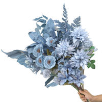 Hydrangées bleues artificielles style ciel et mer, toucher soyeux, pour allée de mariage