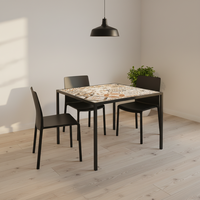 Table de salle à manger de style tropical d'Asie du Sud-Est, stable, pour hôtel et restaurant, avec structure en acier inoxydable et plateau en carreaux de céramique