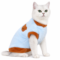 Gilet d'hiver chaud en polaire thermique double face pour chat et chien, en peluche épaisse avec broderie ours mignon, manteau à 2 pattes, tailles S-XL
