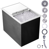 Kotak Es Stainless Steel, Wadah Es Komersial dengan Penutup Geser, 40.9 qt untuk Dapur Luar Ruangan