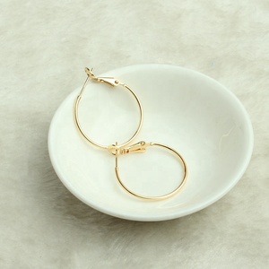 Pendientes de aro de Latón chapado en oro auténtico de 14 quilates para mujer, pendientes de aro de oro de moda de 25mm 30mm 35mm, gran regalo - Product Image 4