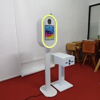 Cabine photo portable avec anneau lumineux et impression en libre-service pour iPad, caméra, GoPro - Étui de transport métallique avec télécommande pour mariages/événements