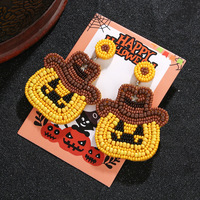 Boucles d'oreilles en perles de citrouille Halloween Cowboy faites à la main de vente chaude