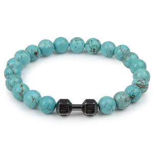 Bracelet haltère en lave volcanique noire naturelle, perles noires mates, bijoux de fitness pour femmes et hommes - Product Image 6