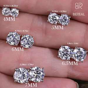 Boucles d'oreilles clous en diamant de laboratoire VVS en gros, or 10K 14K 18K, argent, diamant créé CVD HTHP, pour hommes et femmes - Product Image 2