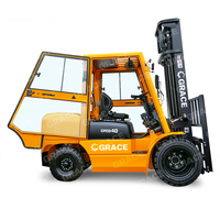 Nouveau chariot élévateur à fourche au gaz japonais, GPL, 5 tonnes, 4000 kg, chariot élévateur à fourche à essence avec option de poussée et de traction