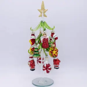 Vintage mini green mercury blown glass christmas tree tabletop led light set decor battery operated with led lights for sale