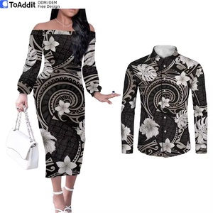 Pakaian serasi pola Tribal Polinesia, pakaian pasangan lengan panjang - Product Image 1