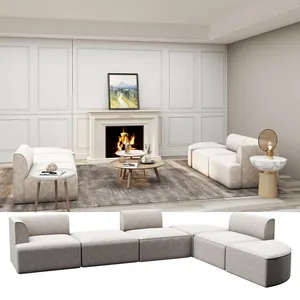 Desain Modern ruang tamu Sofa tempat tidur untuk furnitur rumah mengisi busa dukungan yang baik Logo kustom merek kain berwarna Sofa Set