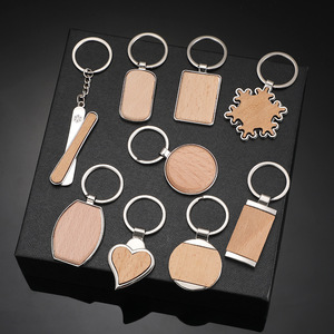 Personalisierter LOGO <span class=keywords><strong>Laser</strong></span> Gravur Schlüsselanhänger aus Buchenholz mit Metallboden für Werbezwecke - Product Image 1