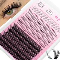 En gros Extensions de cils en grappes à pointes, longueurs mixtes, pour pose DIY, marque privée, faux vison, en plateau