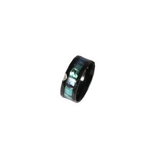 Men's Titanium Steel Ring Black Plated <b>Abalone</b> <b>Shell</b> Inlay Wedding Band SA1217 - Product Image 5