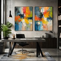 Grande toile peinte à la main, peinture abstraite moderne et colorée, palette de couteaux, texture 3D épaisse, art mural pour la décoration du salon
