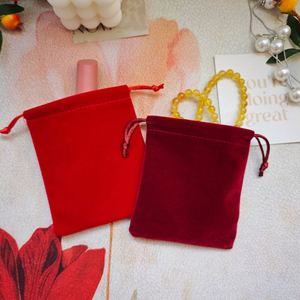 Flexography Velvet Drawstring Pouch Custom Emboss Logo Velvet Gift Bag Jewelry Brooch Storage Bag Jewelry Bag With <b>Ribbon</b> - Product Image 1