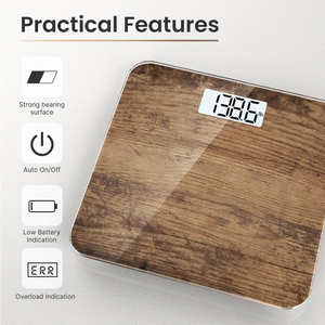 कारखाने के सर्वश्रेष्ठ विक्रेता लकड़ी अनाज इलेक्ट्रॉनिक बाथरूम वजन पैमाने एलसीडी व्यक्तिगत स्नान पैमाने इलेक्ट्रॉनिक डिजिटल शरीर वजन - Product Image 2
