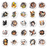 50 autocollants créatifs à thème petits animaux, style dessin animé, pour journal, bricolage, décoration artisanale, vente directe usine