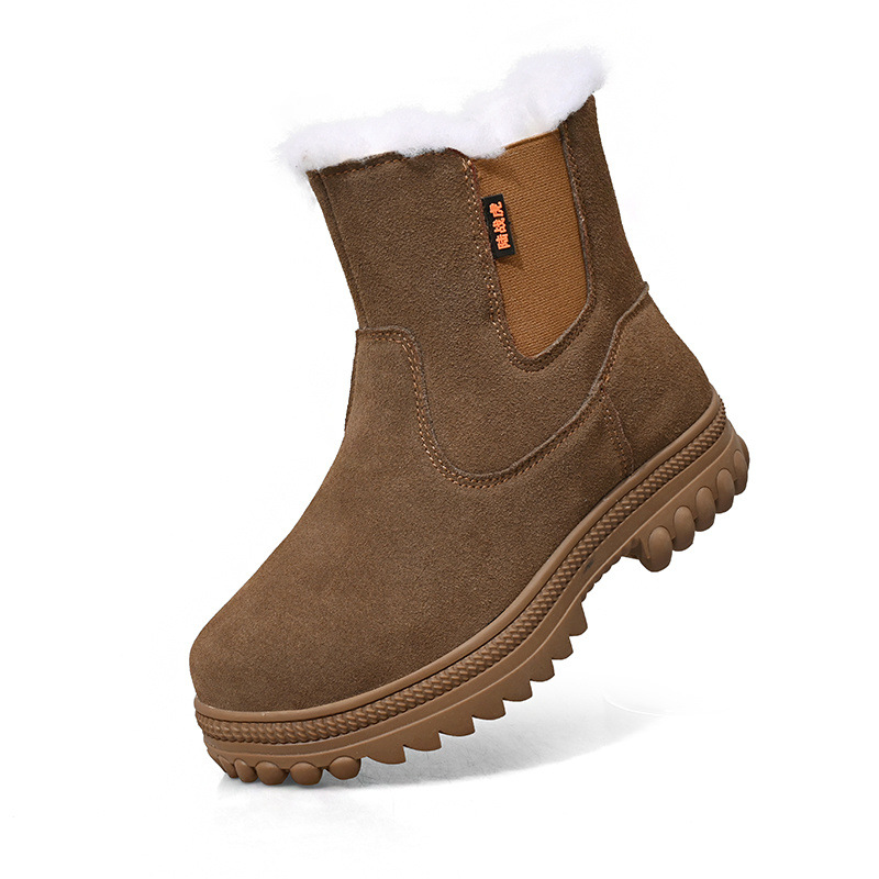 Khaki color, upgraded version with extra-thick wool rubber sole