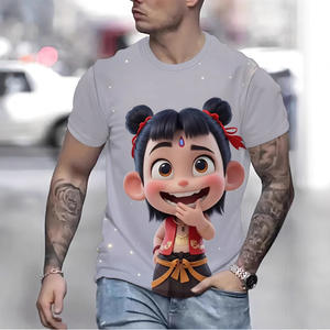 T-shirt <span class=keywords><strong>da</strong></span> uomo alla moda estiva <span class=keywords><strong>da</strong></span> uomo 3D Nezha demone bambino <span class=keywords><strong>mare</strong></span> Pattern ha ispirato il mio destino il mio destino manica corta ampia lavorata a maglia - Product Image 2