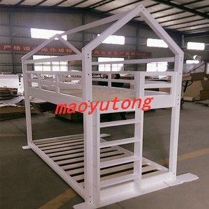 White <b>Wooden</b> House Shape <b>Bunk</b> <b>Bed</b> With Ladder For Kids Bedroom Furniture - Product Image 3