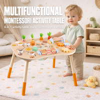 Table d'activités Montessori en bois 6-en-1 pour tout-petits : développement de la motricité fine et jeu sensoriel (vente en gros)