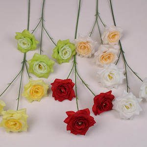 Rosas Artificiales de Seda Estilo Americano con Tres Cabezas, Decoración para el Hogar y Bodas, Adornos para Mesa de Comedor/Cafetería, China - Product Image 3