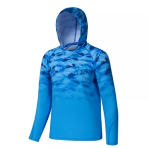 T-shirt de pêche personnalisé à manches longues, protection UV, camouflage, séchage rapide, bleu clair - Product Image 2