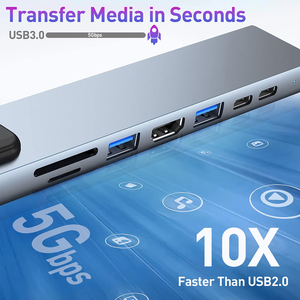 Cổ Phiếu Tại Chỗ <span class=keywords><strong>8</strong></span> Trong 1 Hub 3.0 Poort Đầu Đọc SD Kaartlezer USB C Hub Cổng <span class=keywords><strong>Ethernet</strong></span> Pd Cổng USB 3.0 Loại C Để USB Hub - Product Image 4