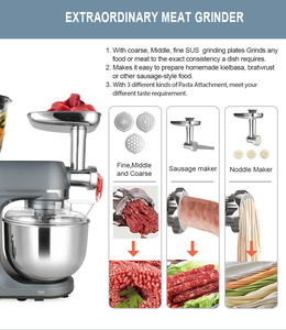 NOUVEAU Mixeur planétaire de cuisine multifonctionnel 5-en-1 en métal moulé 7L avec broyeur et mélangeur pour la boulangerie et la pâtisserie domestique - Product Image 5