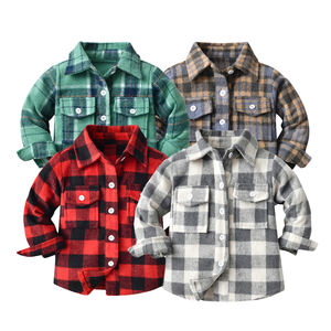 RTS Enfants Chemise à Carreaux Casual Automne Pull Chaud Bouton Manteau Unisexe À Manches Longues <span class=keywords><strong>Plaid</strong></span> Poche - Product Image 1