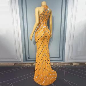 Abito <span class=keywords><strong>da</strong></span> sposa <span class=keywords><strong>da</strong></span> sera di lusso con paillettes di cristallo per donna elegante abito <span class=keywords><strong>da</strong></span> sera in maglia treno prodotto <span class=keywords><strong>Online</strong></span> - Product Image 4