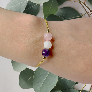 Pulsera de Cristal Curativo para Mujer, Pulsera de <span class=keywords><strong>Amistad</strong></span> Hecha a Mano con Piedra Natural, Regalos Personalizados de Acero Inoxidable - Product Image 5