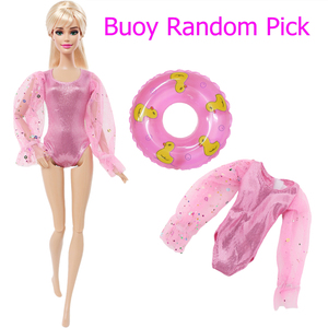 Belle 1x poupée maillots de bain <span class=keywords><strong>plage</strong></span> vêtements de bain filles mignon Bikini maillot de bain avec aléatoire 1x bouée de natation et ceinture de sauvetage anneau bébé jouets - Product Image 2